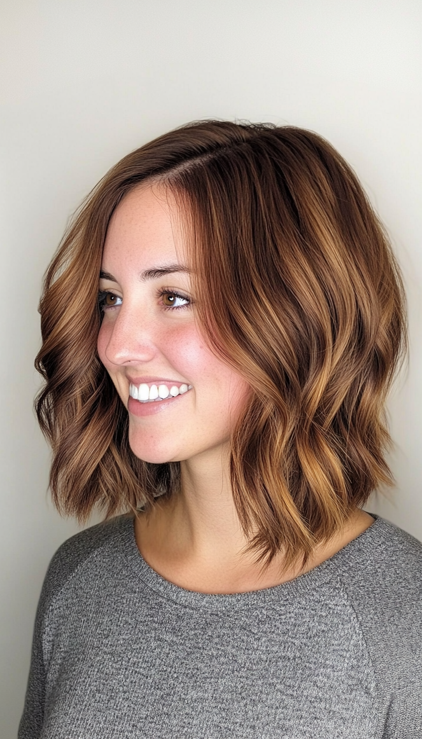 5. Softly Waved Hazelnut Bob (Medium Length Inverted Bob Haircuts) - Medium Length Inverted Bob Haircuts