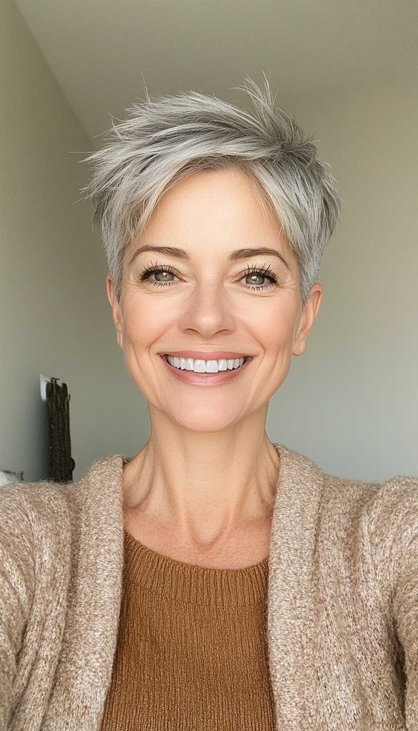 2. Soft Gray Tapered Pixie (Short Hairstyles For Women Over 50 With Thick Hair) - Short Hairstyles For Women Over 50 With Thick Hair