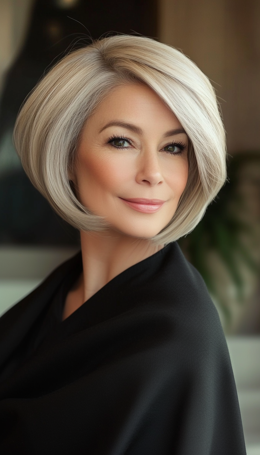 11. Ash Blonde Classic Bob (Short Hairstyles For Women Over 50 With Thick Hair) - Short Hairstyles For Women Over 50 With Thick Hair