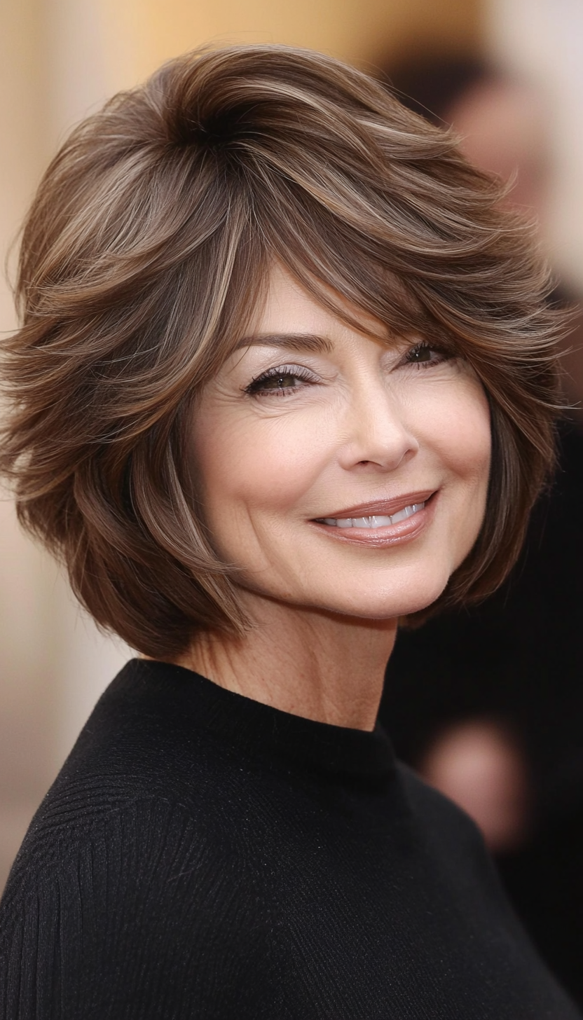 24. Ash Brown Stacked Bob (Short Hairstyles For Women Over 50 With Thick Hair) - Short Hairstyles For Women Over 50 With Thick Hair