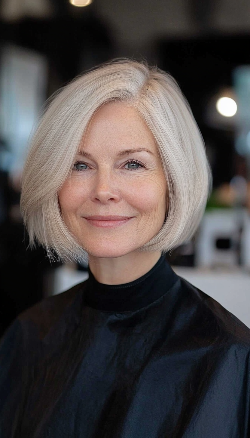 1. Classic Chin-Length Bob in Soft Ash Blonde (Bob Haircuts For Older Women Over 50) - Bob Haircuts For Older Women Over 50