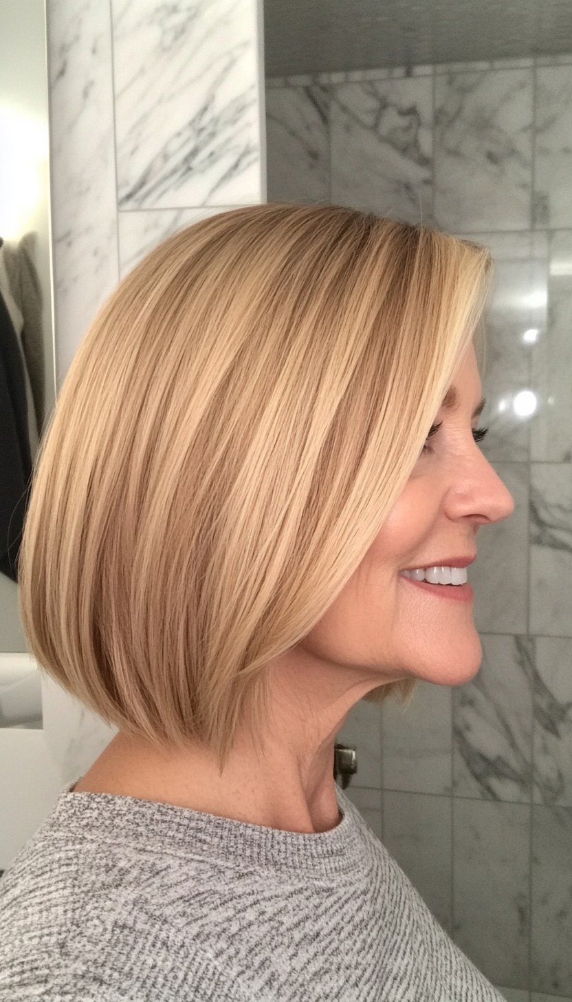 7. Angled Bob in Golden Blonde (Bob Haircuts For Older Women Over 50) - Bob Haircuts For Older Women Over 50