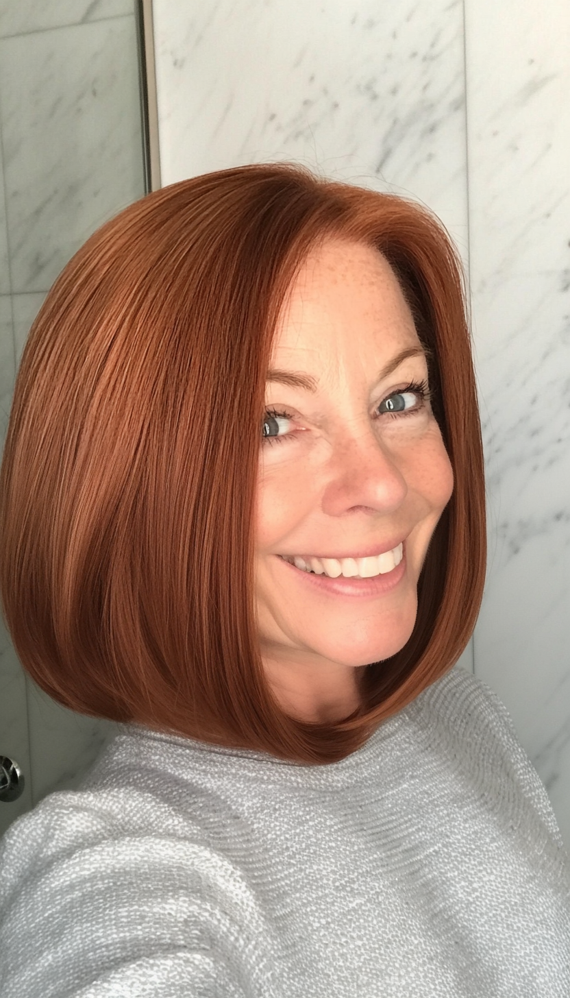 9. Shoulder-Length Bob in Warm Auburn (Bob Haircuts For Older Women Over 50) - Bob Haircuts For Older Women Over 50