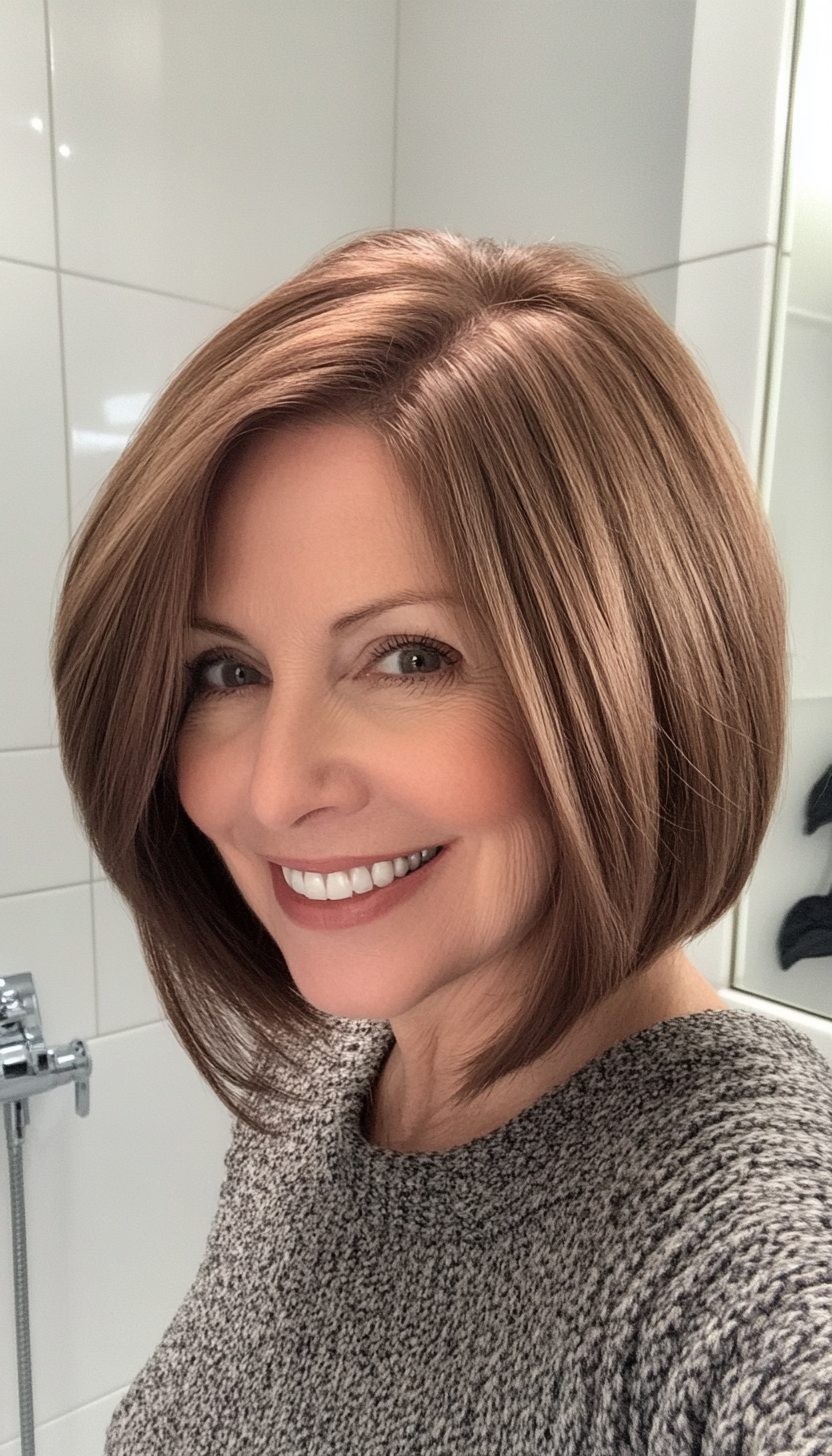 15. Collarbone Bob in Warm Chestnut (Bob Haircuts For Older Women Over 50) - Bob Haircuts For Older Women Over 50