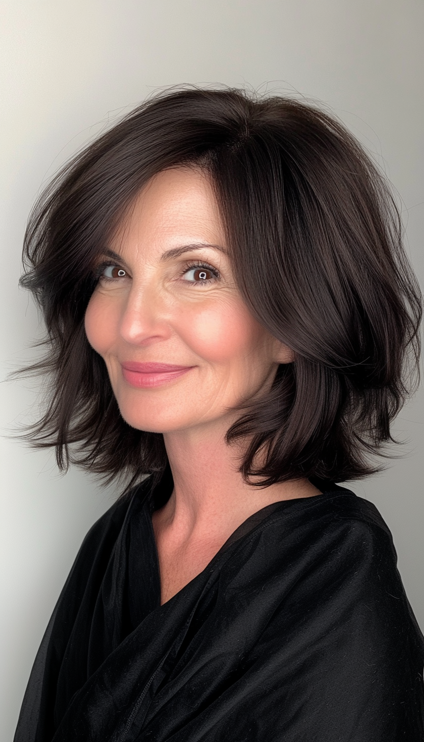 19. Voluminous Bob in Natural Deep Black (Bob Haircuts For Older Women Over 50) - Bob Haircuts For Older Women Over 50