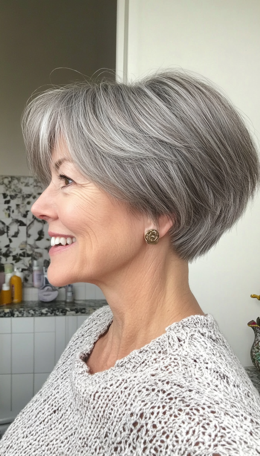 24. Short Pixie Bob in Natural Soft Gray (Bob Haircuts For Older Women Over 50) - Bob Haircuts For Older Women Over 50