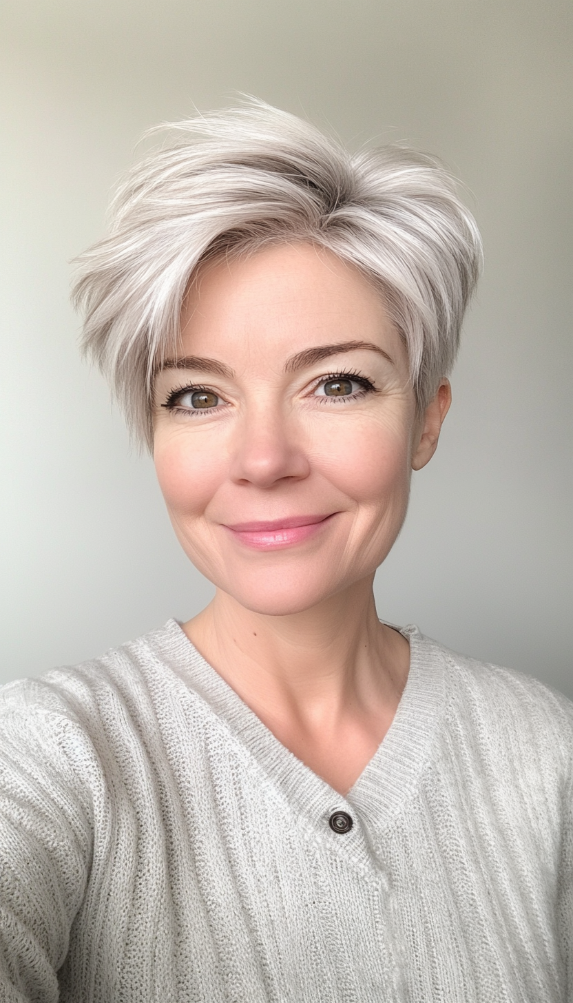 1. Feathered Pixie with Soft Ash Blonde (Short Haircuts For Older Women With Thin Hair) - Short Haircuts For Older Women With Thin Hair