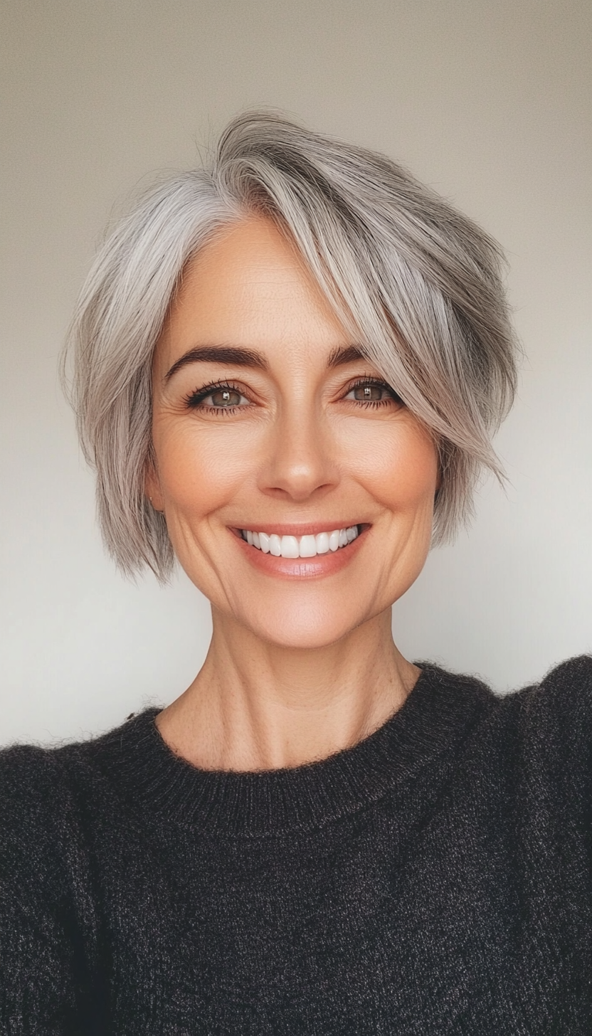 3. Tapered Crop with Salt and Pepper Blend (Short Haircuts For Older Women With Thin Hair) - Short Haircuts For Older Women With Thin Hair