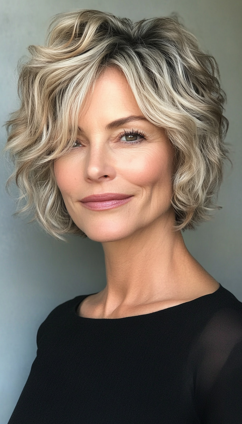 9. Soft Curled Crop with Golden Honey Blonde (Short Haircuts For Older Women With Thin Hair) - Short Haircuts For Older Women With Thin Hair