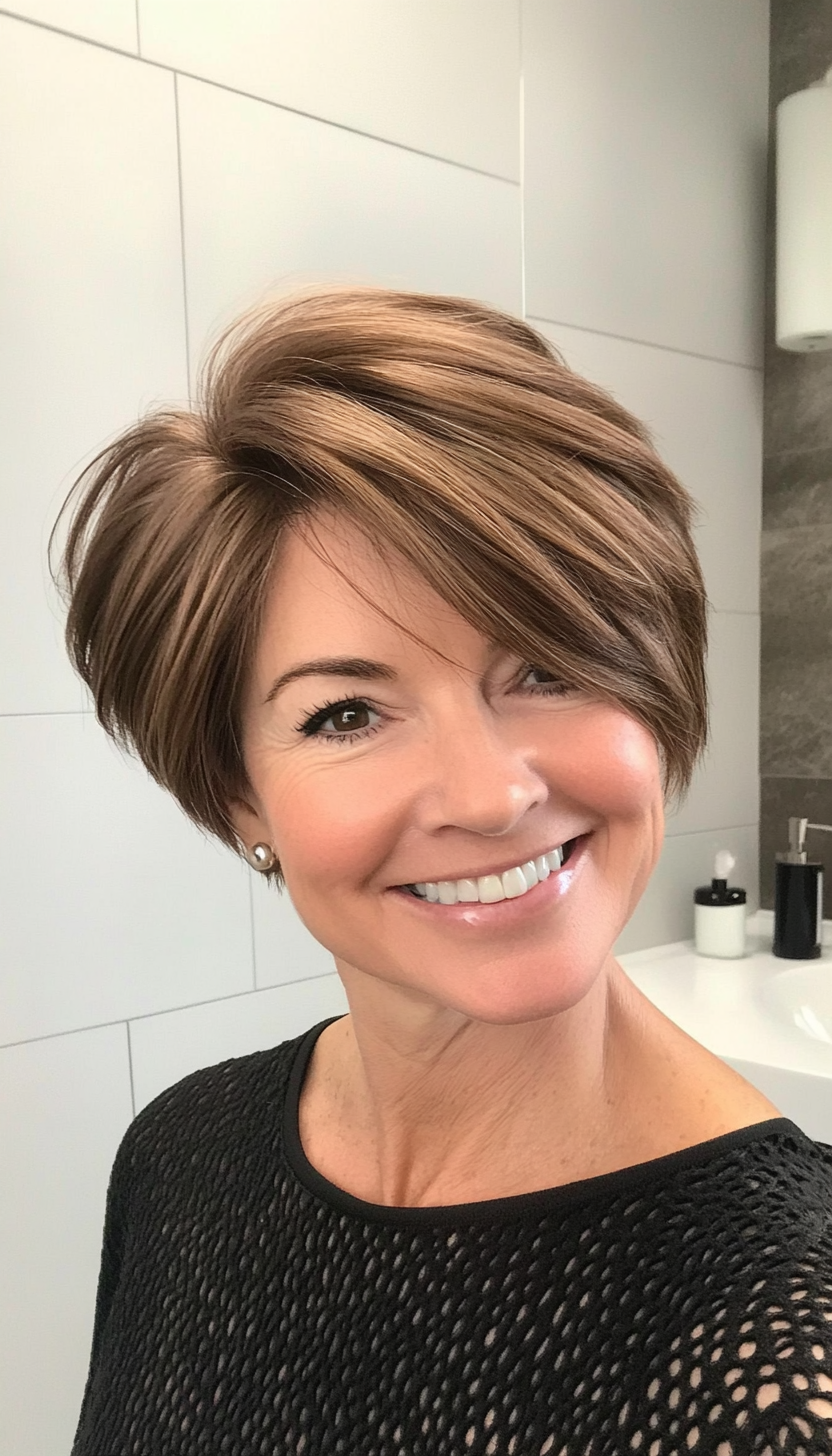 22. Classic Pageboy with Medium Warm Brown (Short Haircuts For Older Women With Thin Hair) - Short Haircuts For Older Women With Thin Hair