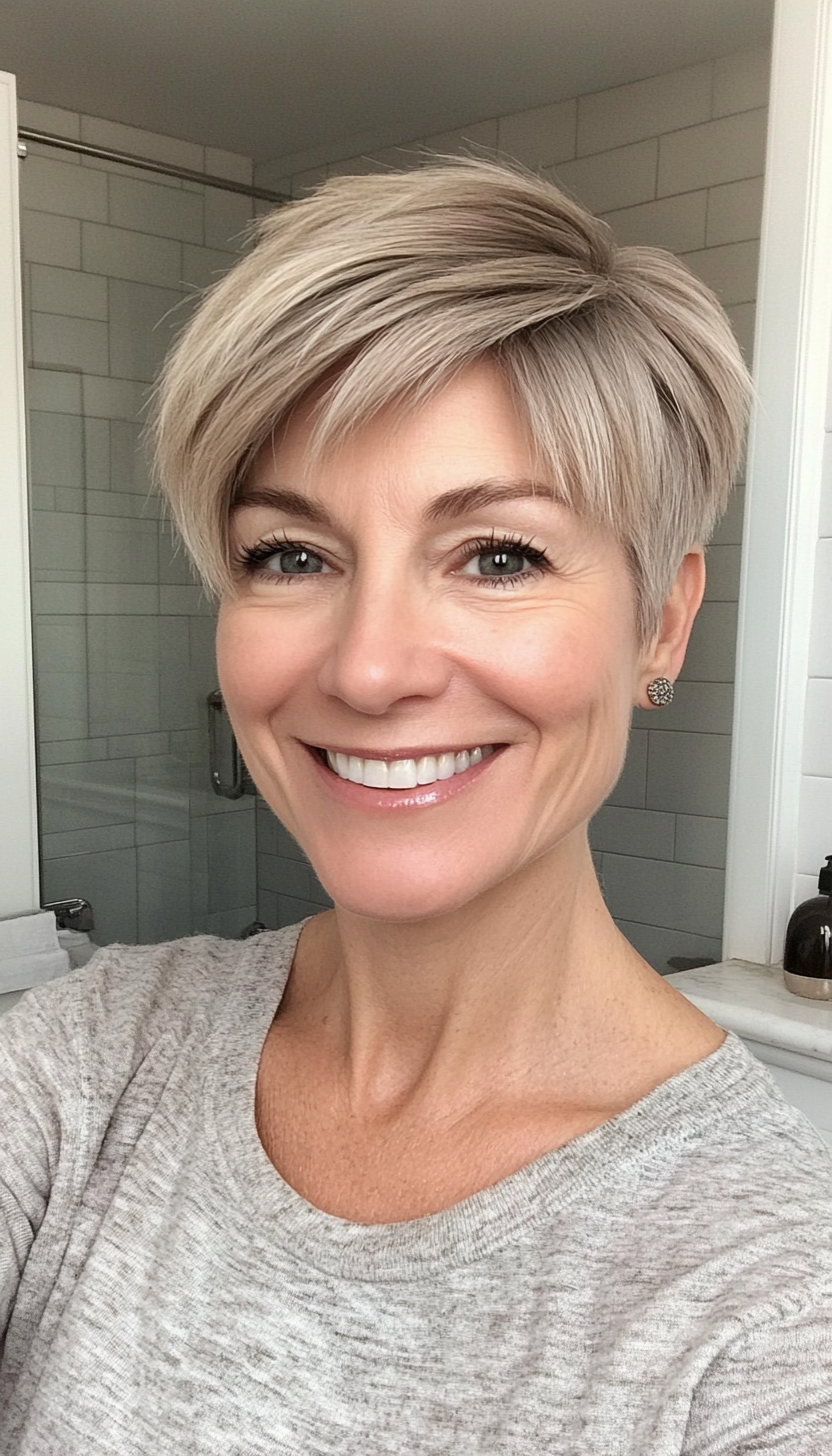 26. Boyish Crop with Cool Ash Blonde (Short Haircuts For Older Women With Thin Hair) - Short Haircuts For Older Women With Thin Hair