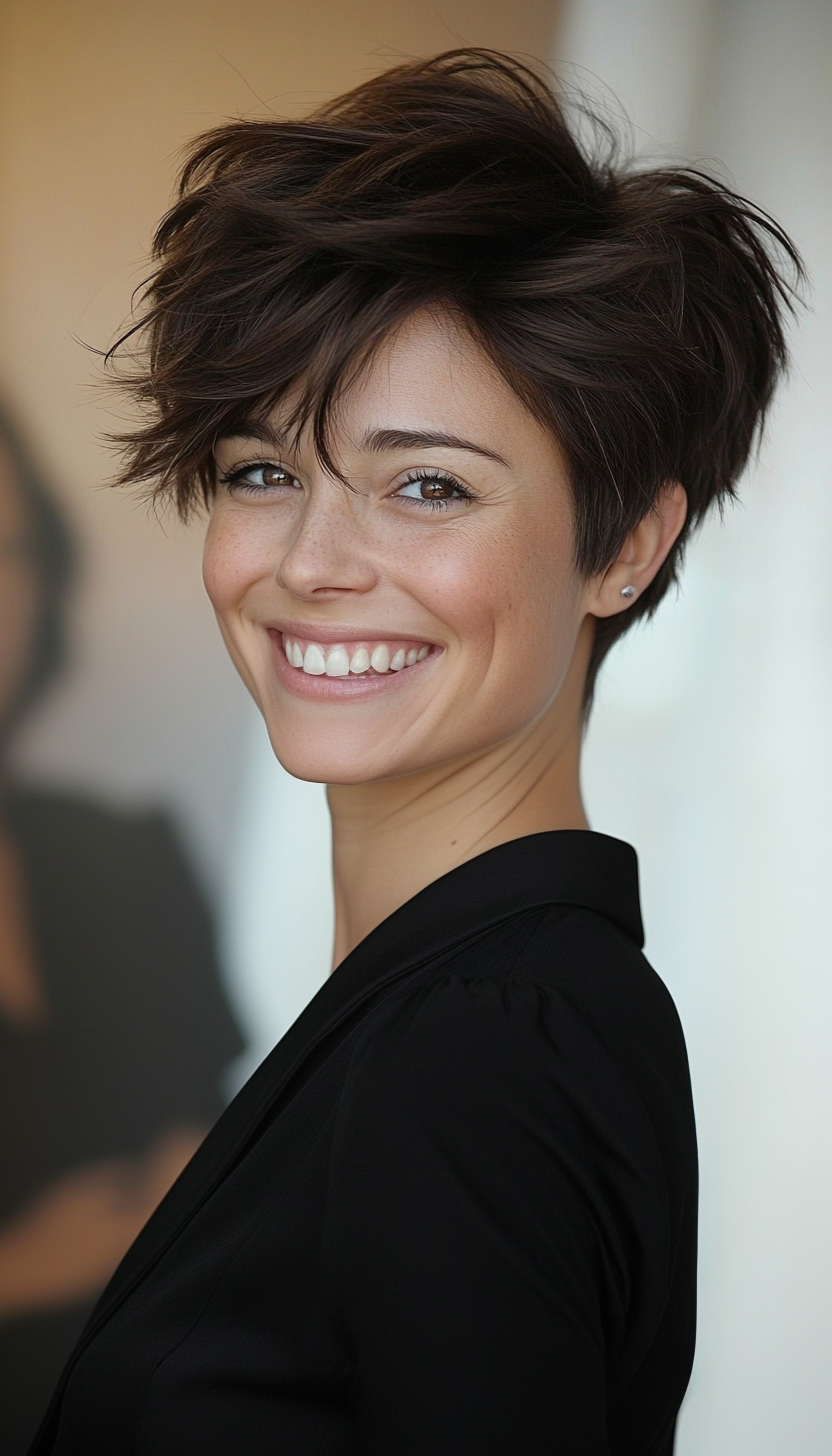 3. Choppy Pixie in Dark Espresso (Short Hairstyles With Layers) - Short Hairstyles With Layers