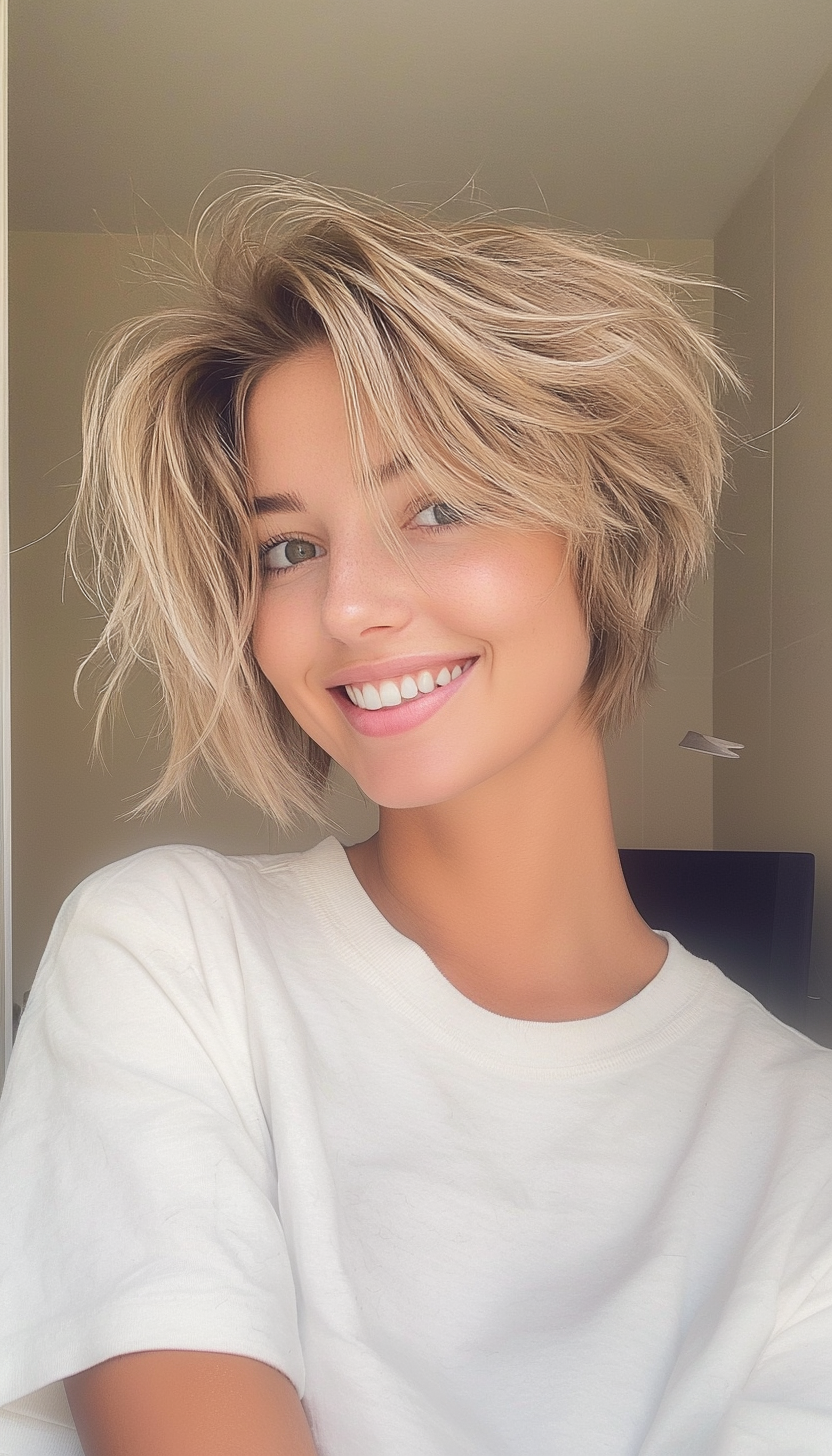 11. Tousled Short Crop in Sandy Blonde (Short Hairstyles With Layers) - Short Hairstyles With Layers