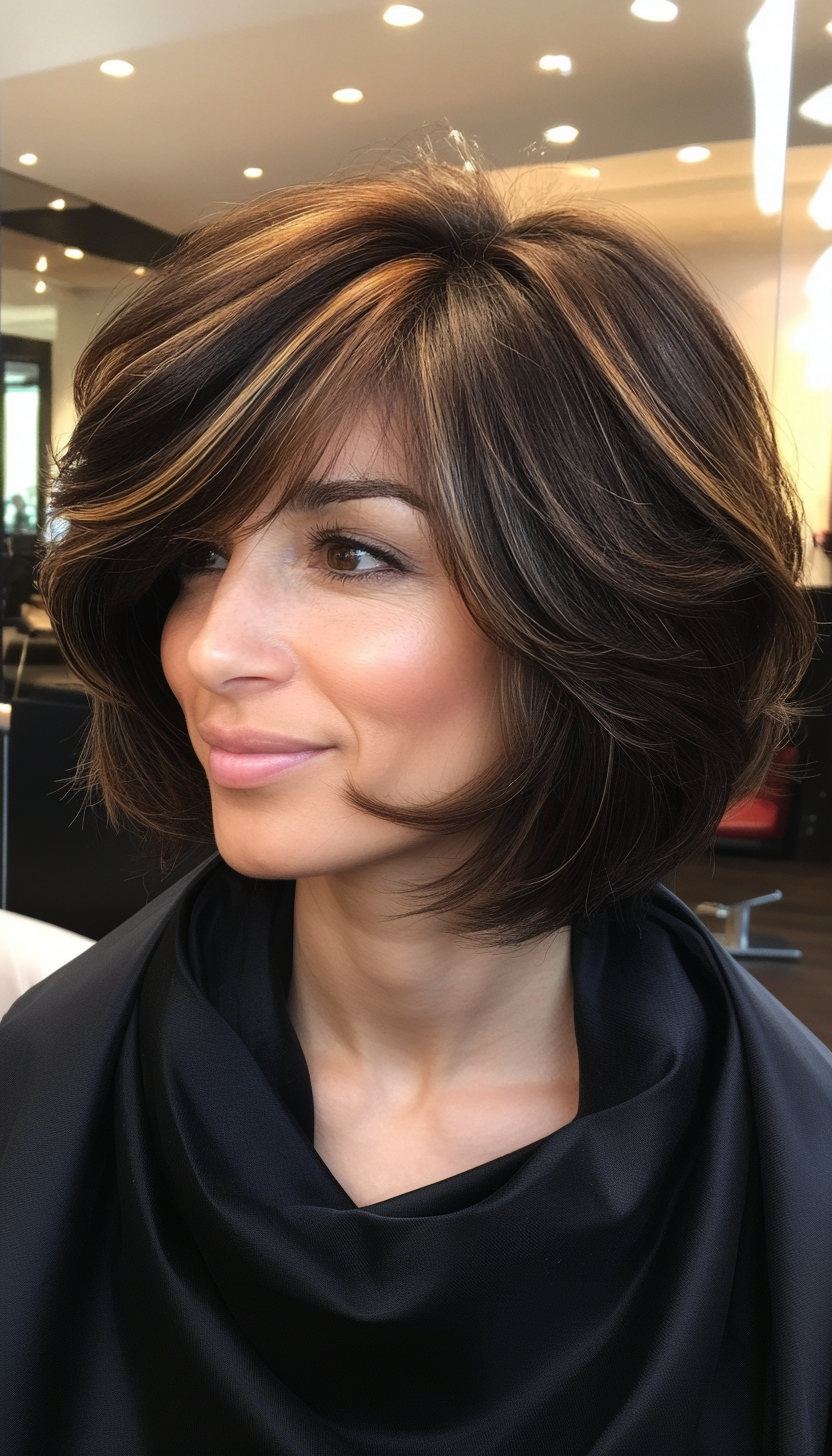 12. Chin-Length Layered Cut in Dark Mocha (Short Hairstyles With Layers) - Short Hairstyles With Layers