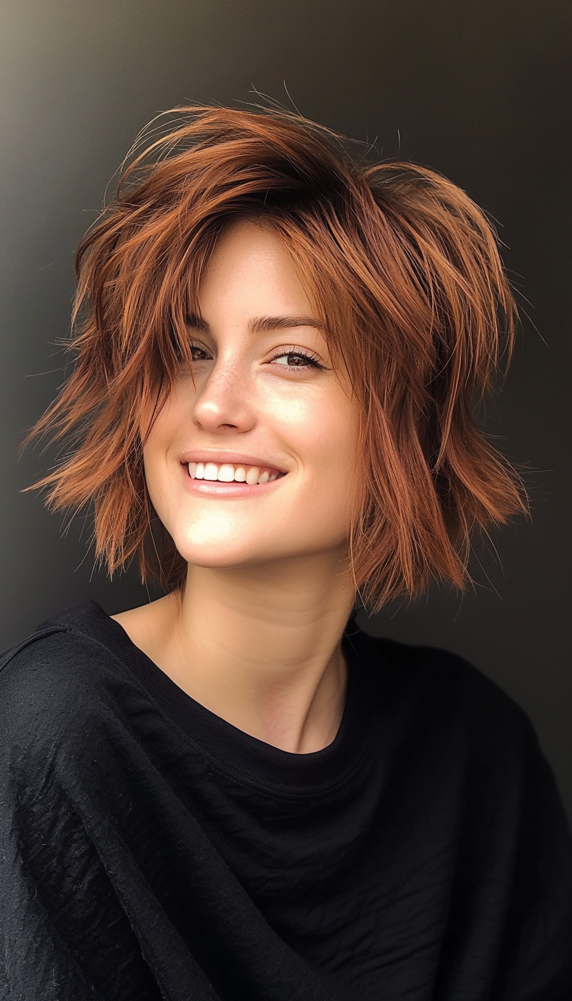 15. Messy Textured Crop in Medium Chestnut (Short Hairstyles With Layers) - Short Hairstyles With Layers