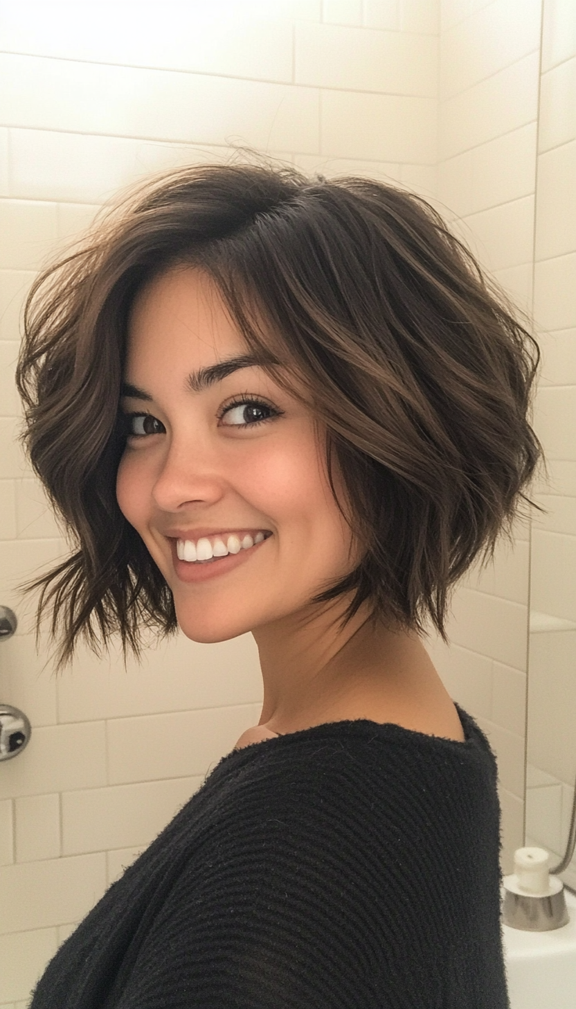20. Short Shag in Dark Caramel Brown (Short Hairstyles With Layers) - Short Hairstyles With Layers