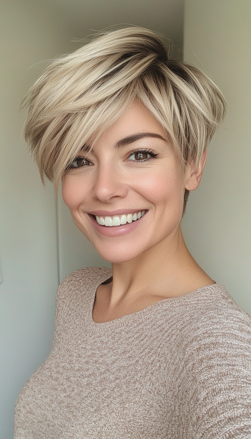 21. Layered Crop in Soft Beige Blonde (Short Hairstyles With Layers) - Short Hairstyles With Layers