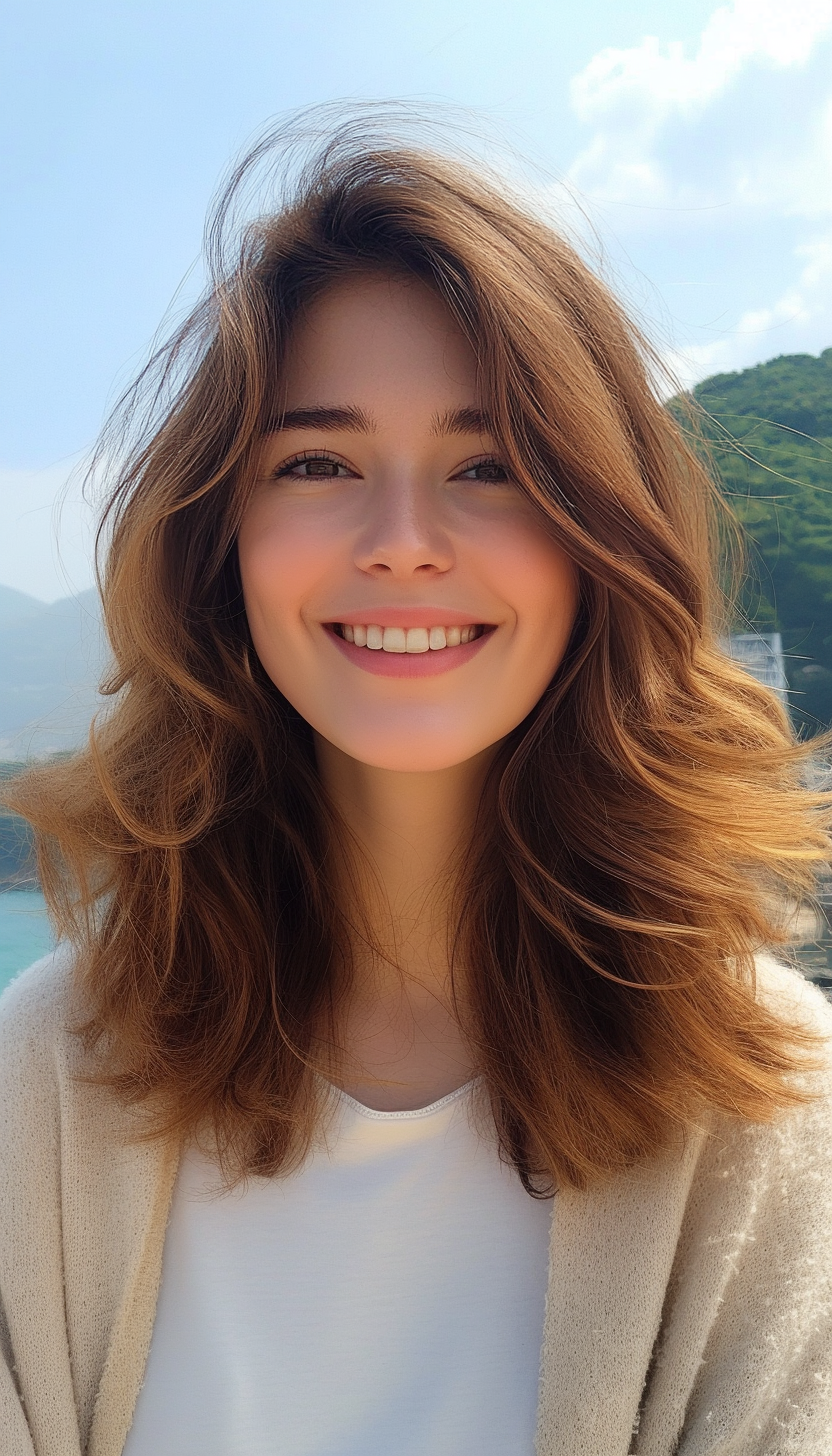 6. Shoulder-Length Textured Waves in Golden Brown (Hairstyles For Work) - Hairstyles For Work