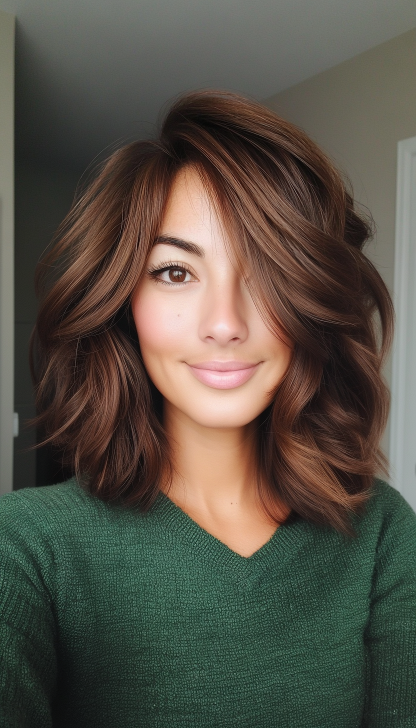 10. Low-Maintenance Shoulder-Length Shag in Auburn Brown (Hairstyles For Work) - Hairstyles For Work