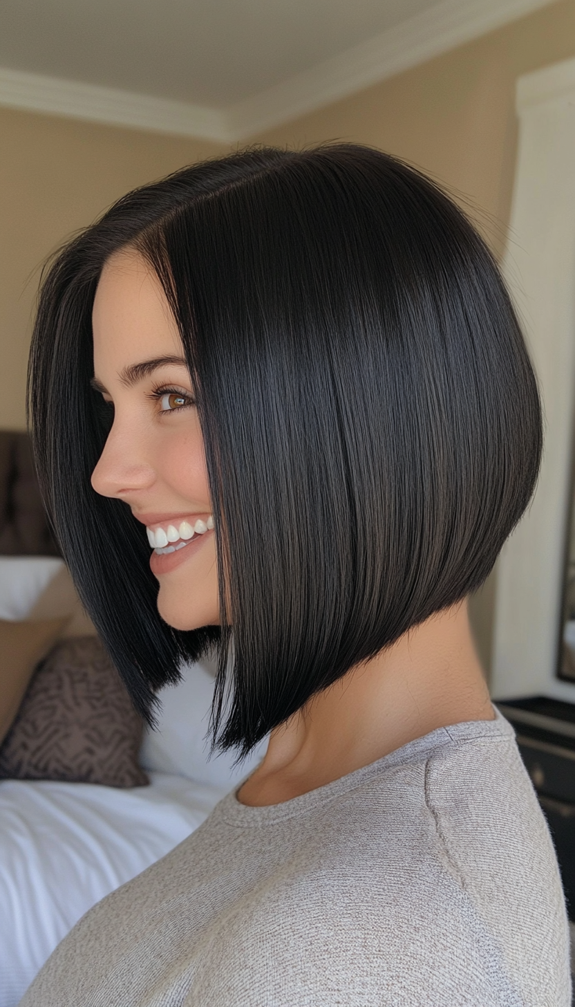 13. Sleek A-Line Bob in Jet Black (Hairstyles For Work) - Hairstyles For Work