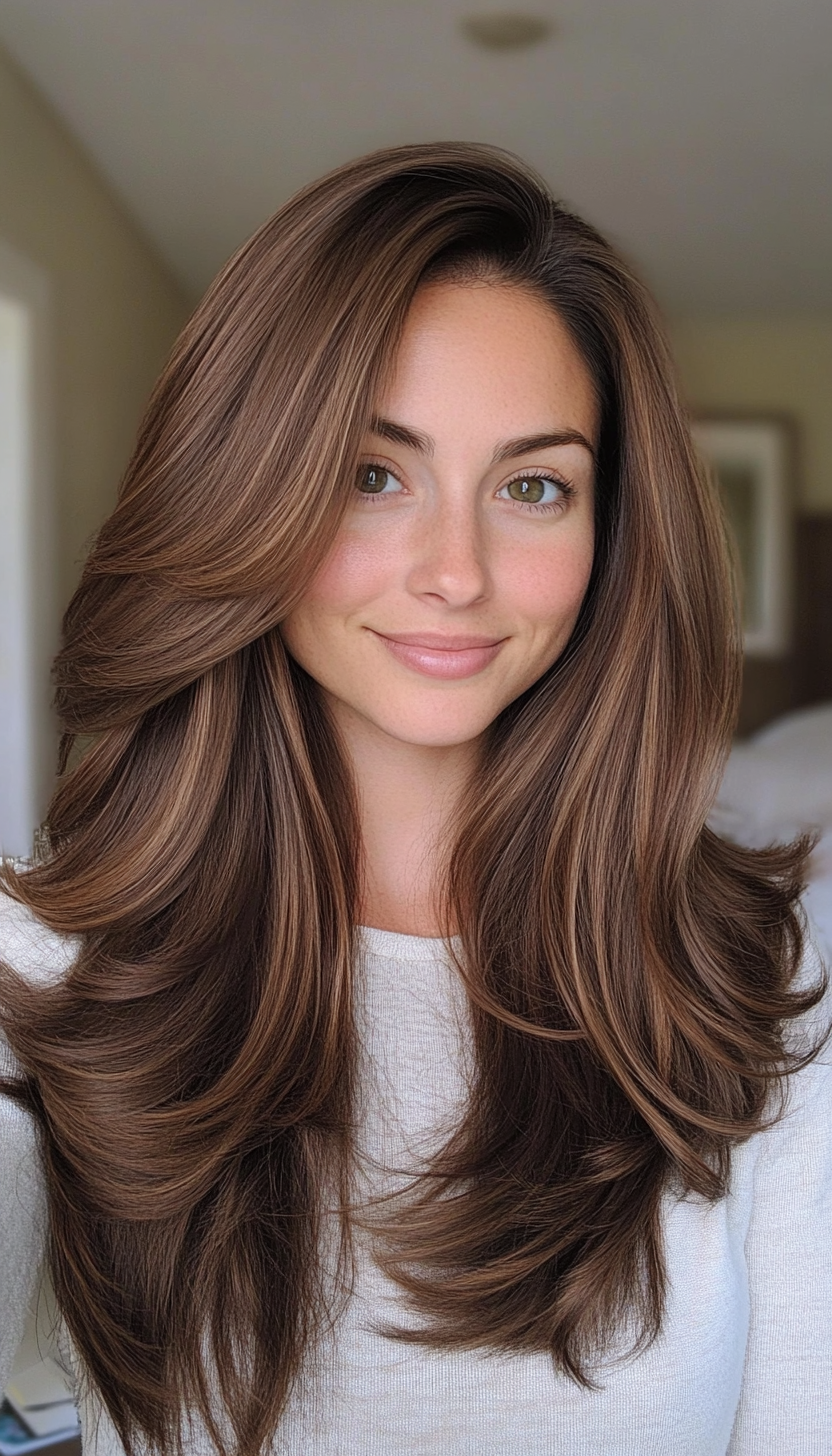 14. Long, Face-Framing Layers in Warm Hazelnut Brown (Hairstyles For Work) - Hairstyles For Work