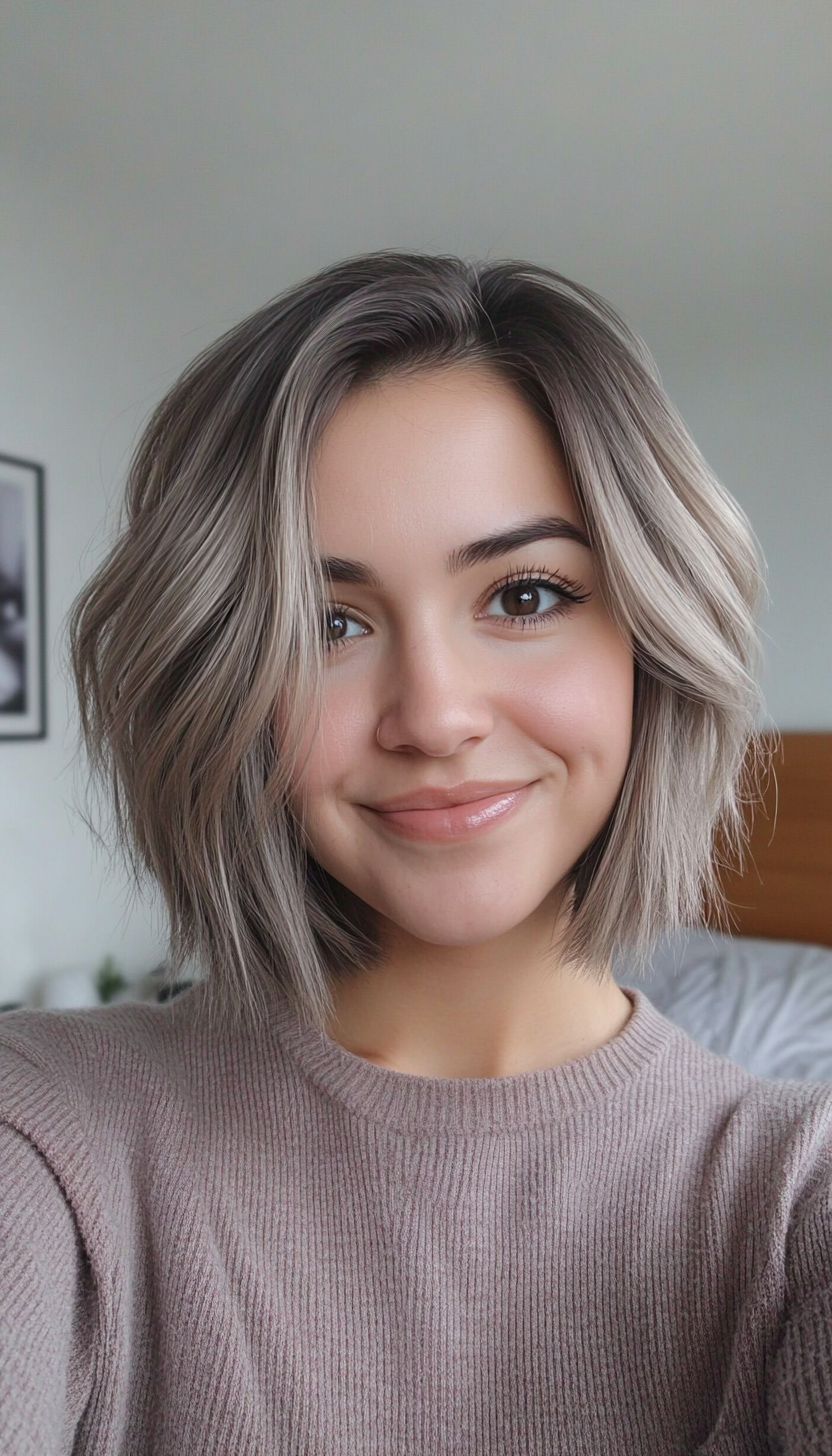 19. Effortless Choppy Bob in Dark Ash Blonde (Hairstyles For Work) - Hairstyles For Work