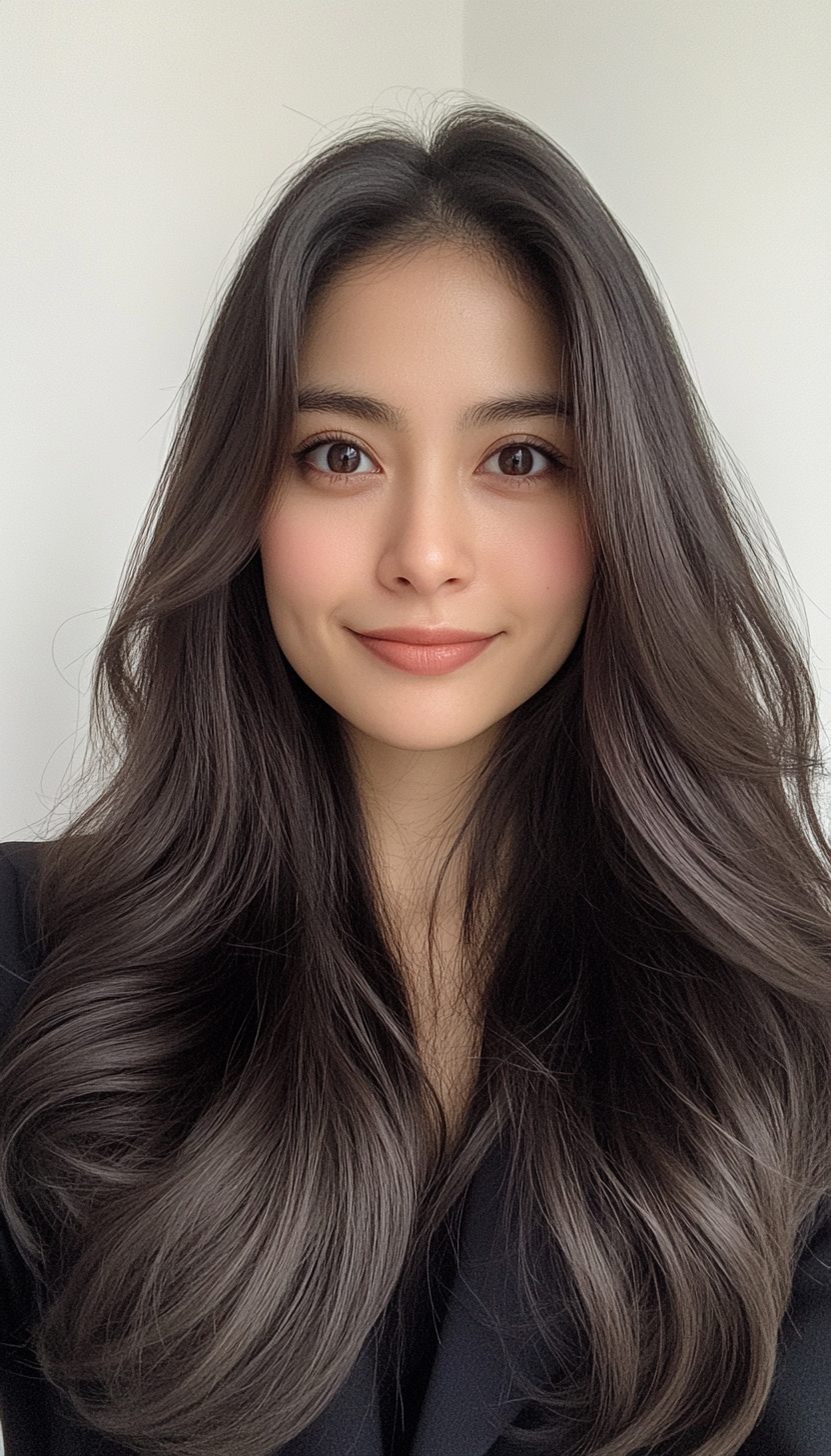 26. Long, Glossy Hair with Face-Framing Layers in Warm Toffee Brown (Hairstyles For Work) - Hairstyles For Work