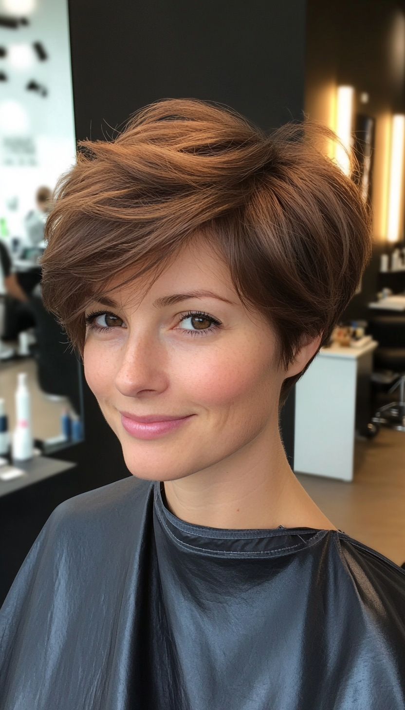 1. Softly Layered Pixie in Dark Chestnut (Short Pixie Haircuts) - Short Pixie Haircuts