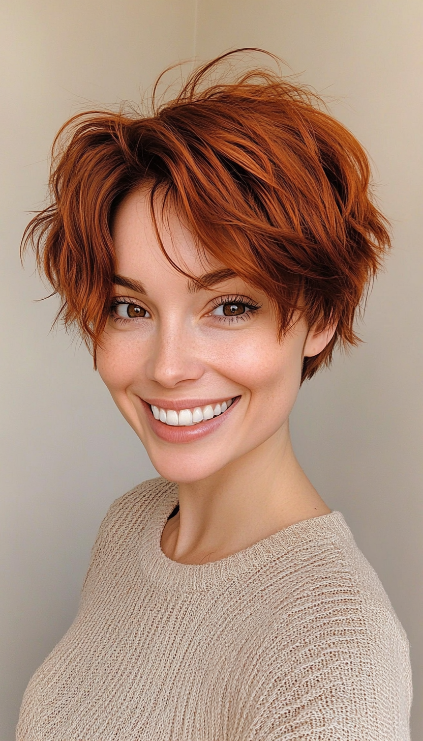 4. Tousled Pixie in Deep Auburn (Short Pixie Haircuts) - Short Pixie Haircuts