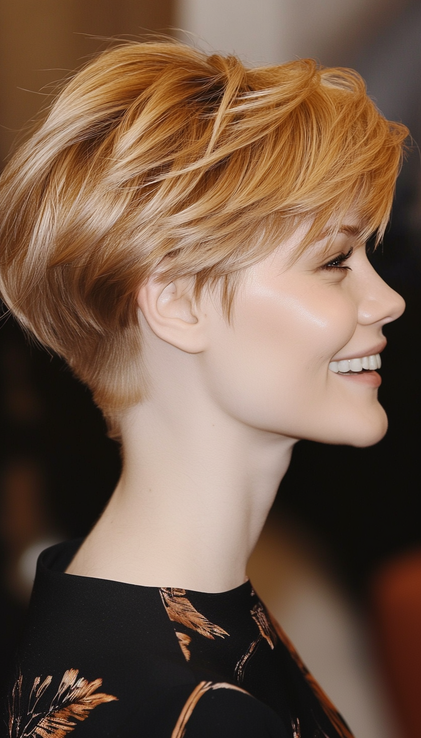 5. Layered Pixie with Wispy Bangs in Golden Blonde (Short Pixie Haircuts) - Short Pixie Haircuts