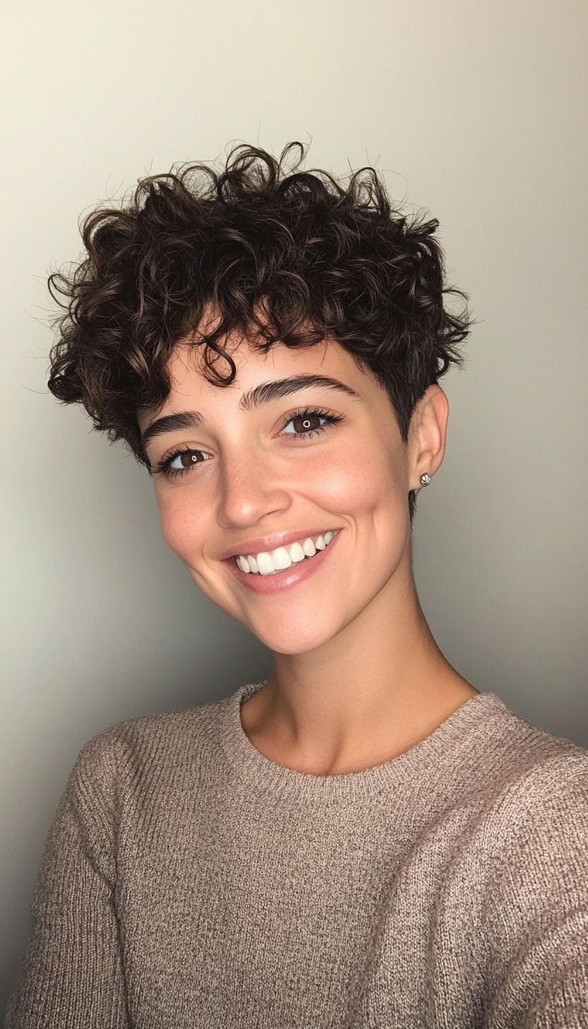 19. Tapered Curly Pixie in Deep Mahogany (Short Pixie Haircuts) - Short Pixie Haircuts