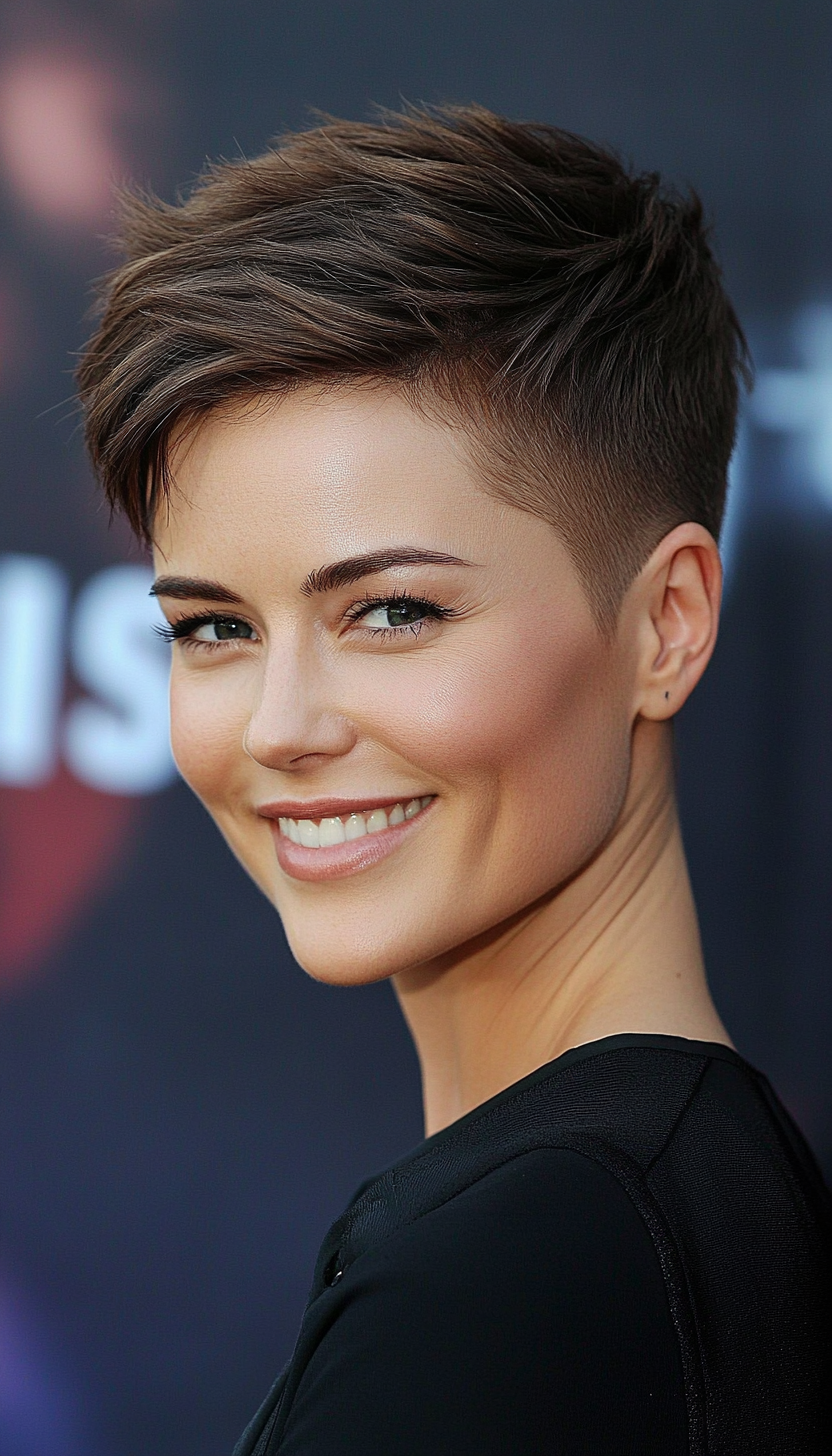 21. Pixie Cut with Subtle Undercut in Cocoa Brown (Short Pixie Haircuts) - Short Pixie Haircuts