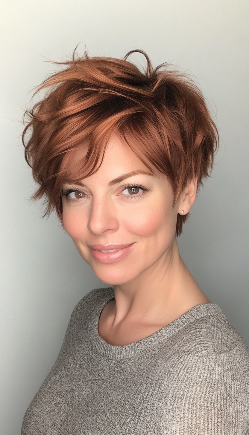 27. Modern Shaggy Pixie in Medium Auburn (Short Pixie Haircuts) - Short Pixie Haircuts