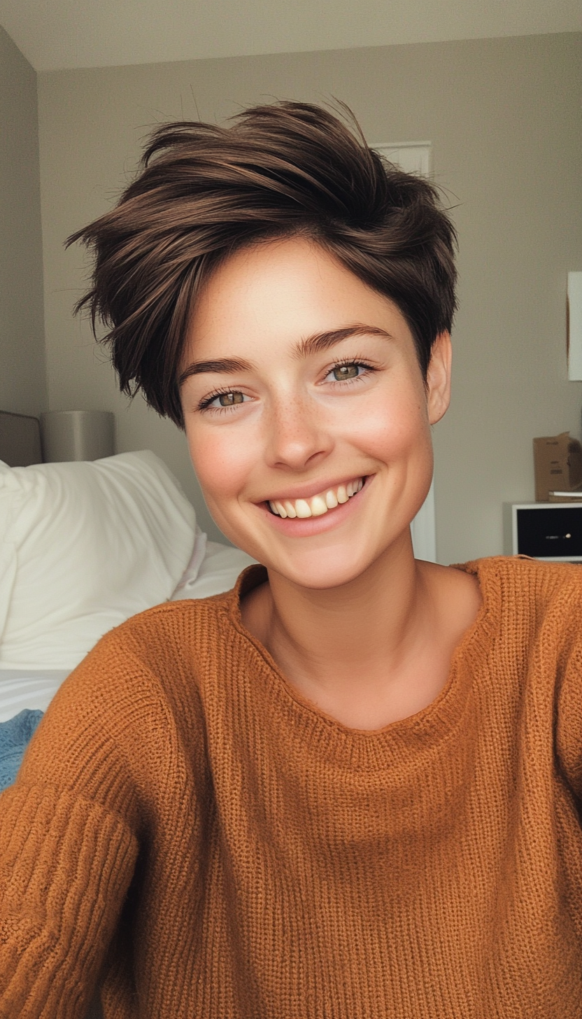 1. Soft Mocha Textured Pixie (Short Choppy Layered Haircuts) - Short Choppy Layered Haircuts