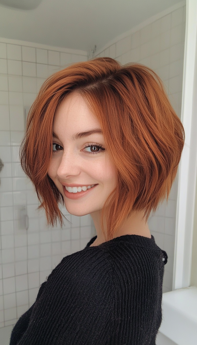 8. Warm Auburn Razor-Cut Bob (Short Choppy Layered Haircuts) - Short Choppy Layered Haircuts