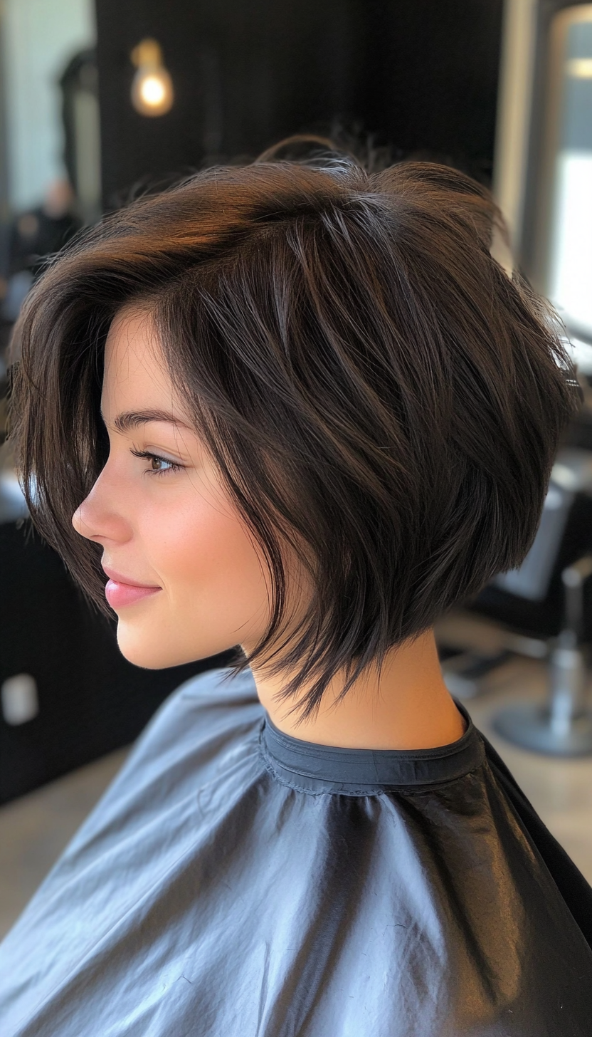 20. Smoky Black Angled Bob (Short Choppy Layered Haircuts) - Short Choppy Layered Haircuts