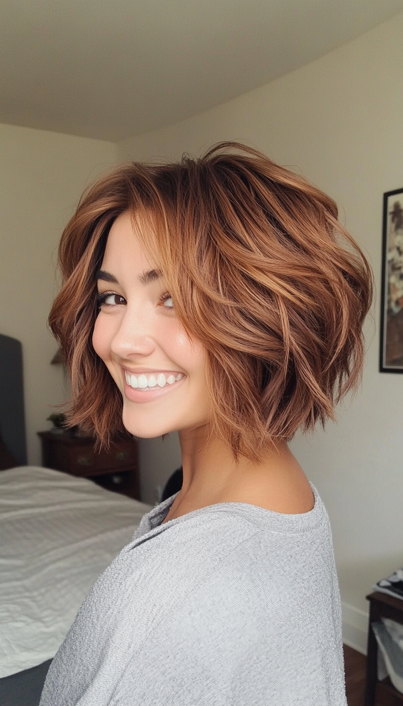 23. Amber Brown Shaggy Bob (Short Choppy Layered Haircuts) - Short Choppy Layered Haircuts