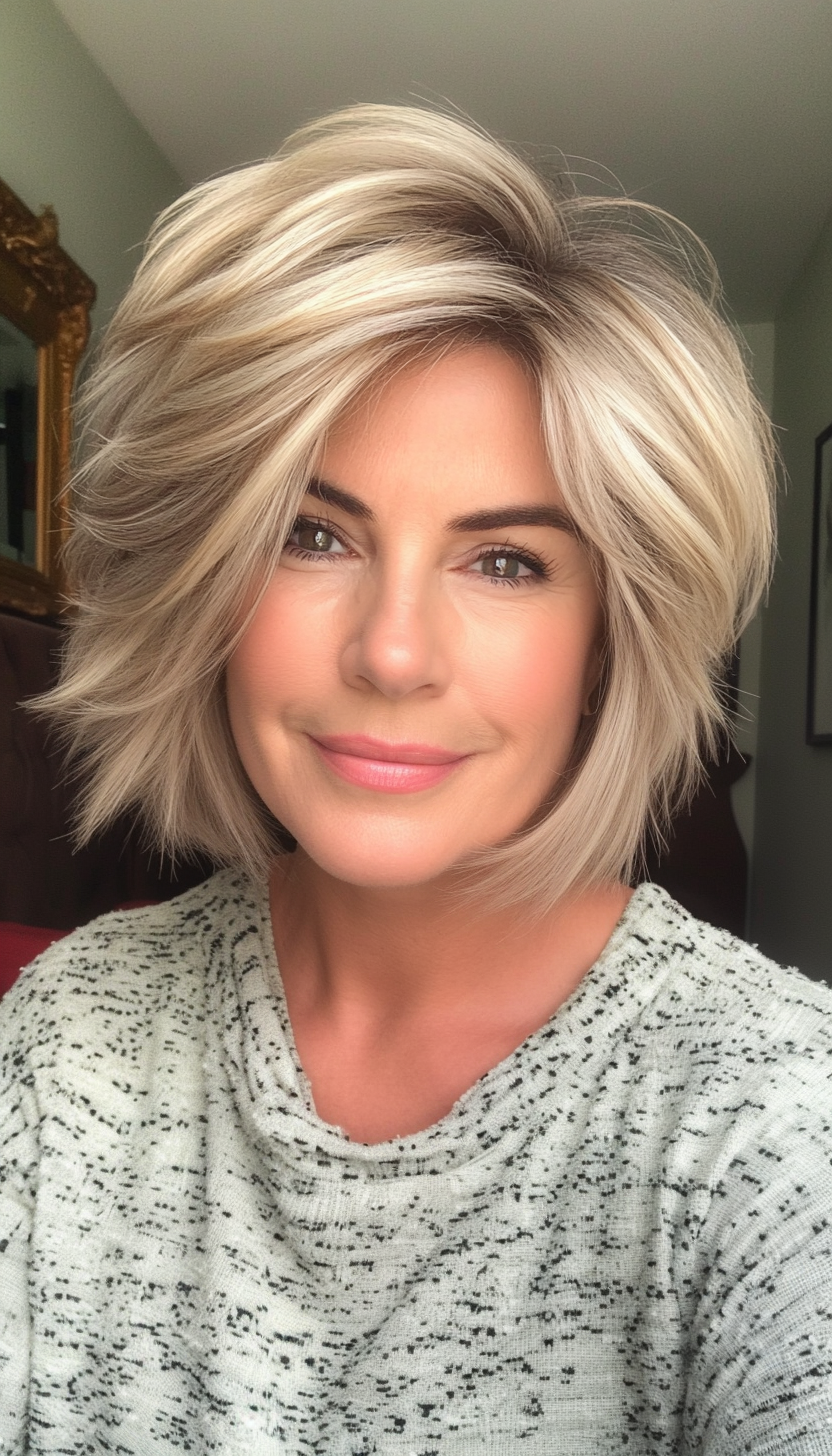 3. Feathered Crop in Sandy Blonde (Short Hairstyles For Older Women With Thick Hair) - Short Hairstyles For Older Women With Thick Hair