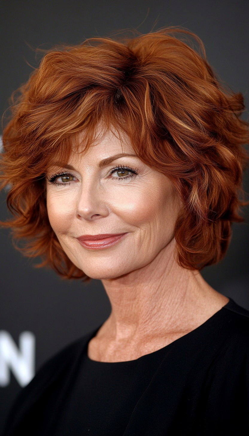 6. Short Shag in Rich Auburn (Short Hairstyles For Older Women With Thick Hair) - Short Hairstyles For Older Women With Thick Hair