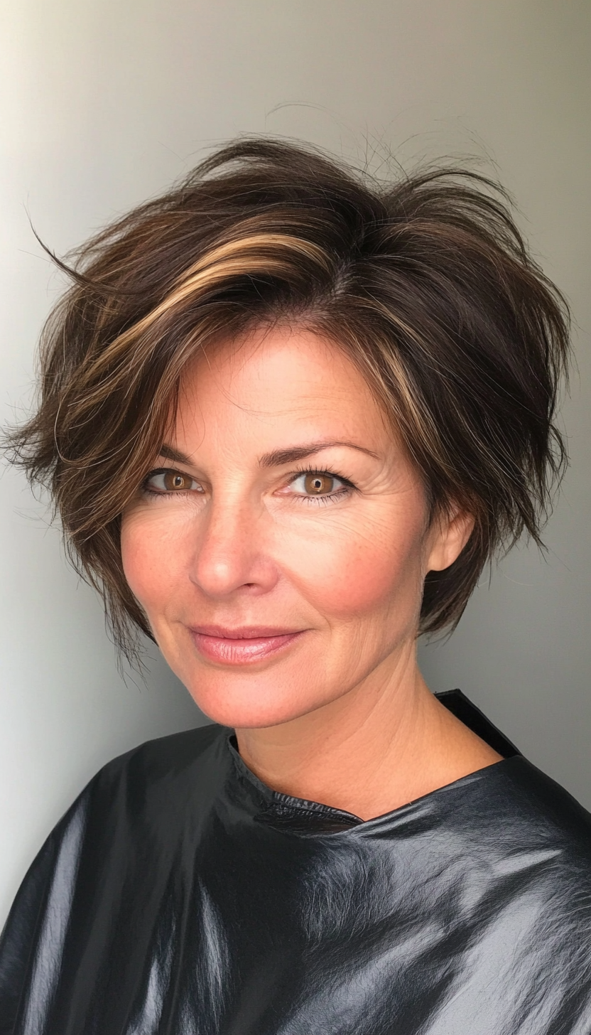 12. Asymmetrical Bob in Soft Caramel (Short Hairstyles For Older Women With Thick Hair) - Short Hairstyles For Older Women With Thick Hair