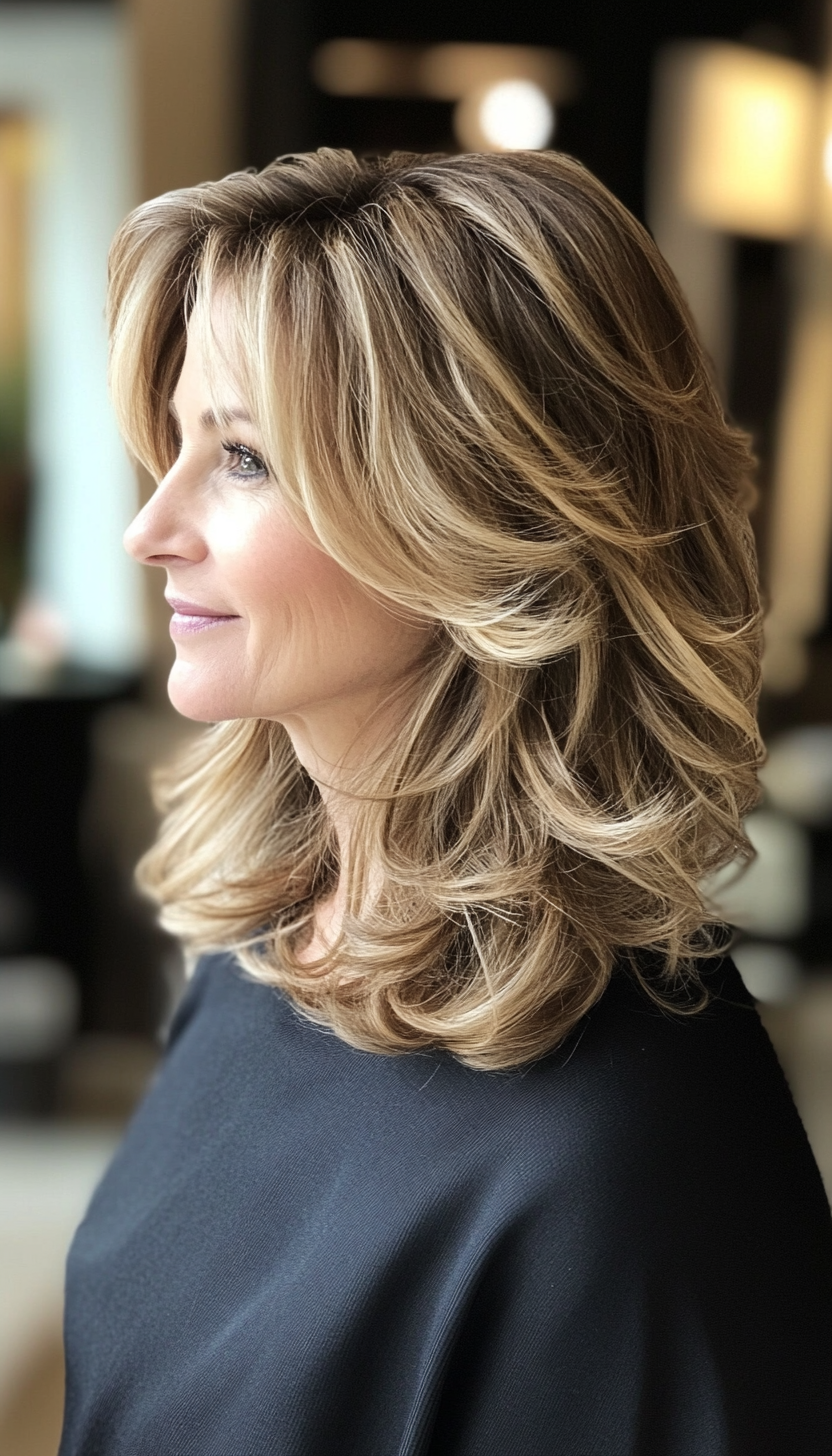 21. Soft Mid-Length Curls in Classic Dark Blonde (Shoulder Length Hairstyles For Women Over 50) - Shoulder Length Hairstyles For Women Over 50