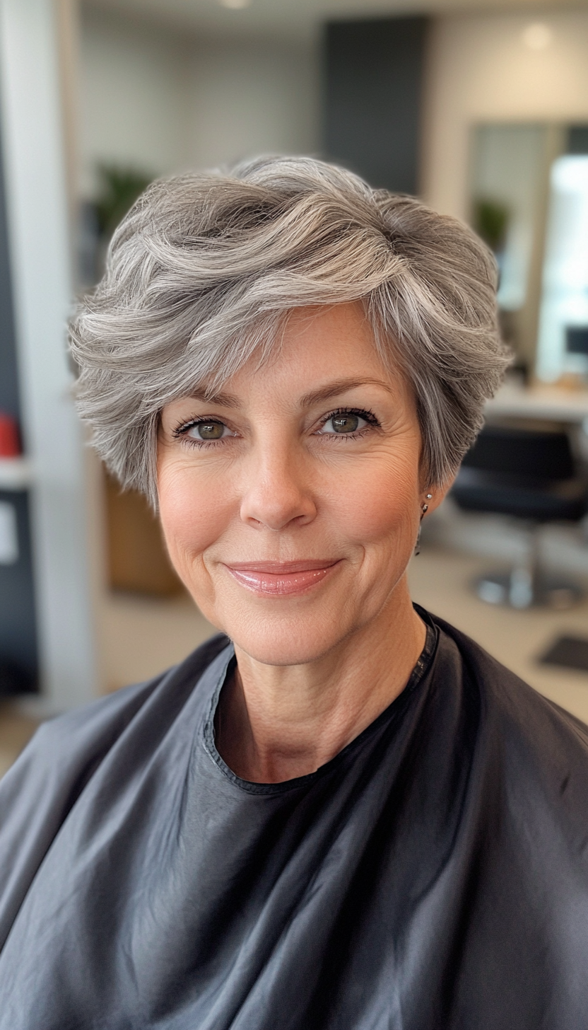 10. Shaggy Pixie in Smoky Gray (Hairstyles For Women Over 70) - Hairstyles For Women Over 70