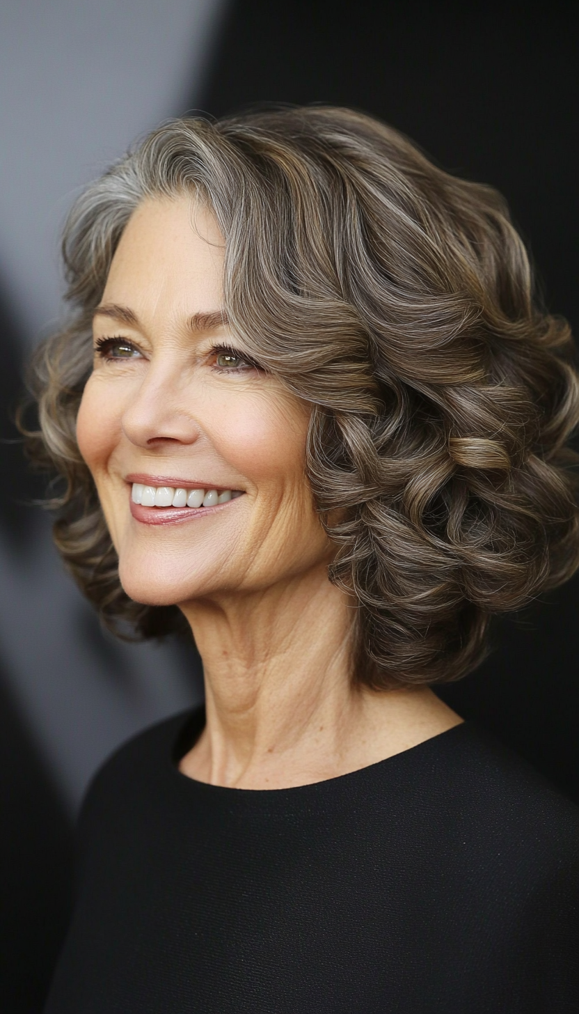 16. Soft Curls with Side Part in Ash Brown (Hairstyles For Women Over 70) - Hairstyles For Women Over 70