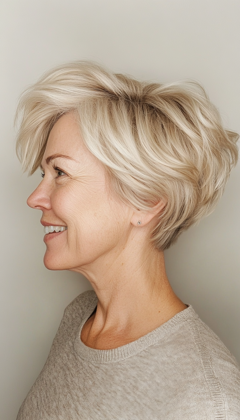 21. Short and Tousled in Cool Beige Blonde (Hairstyles For Women Over 70) - Hairstyles For Women Over 70