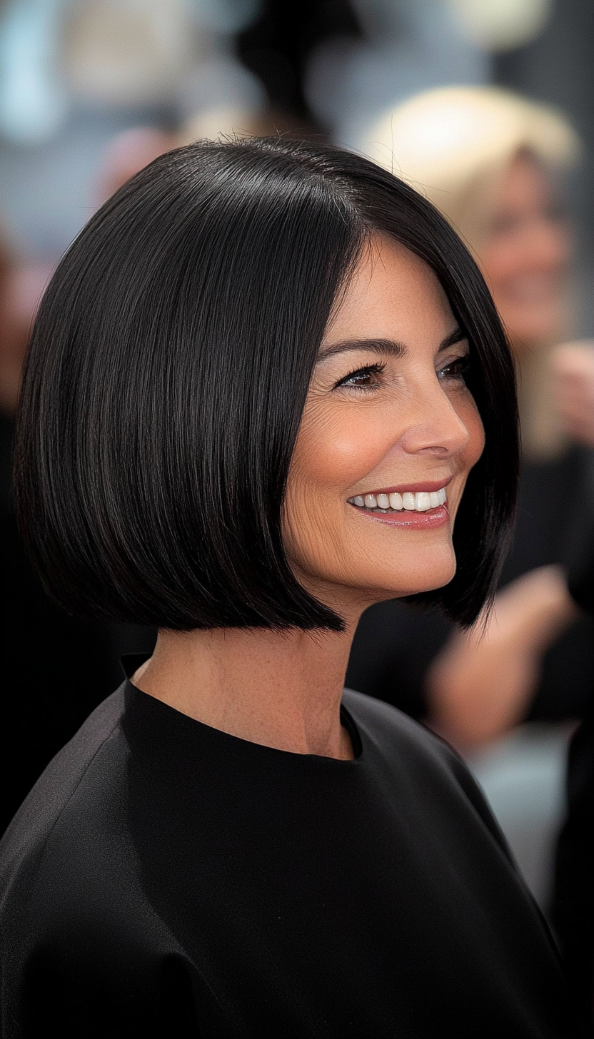 2. Classic Sleek Bob in Deep Black (Bob Hairstyles For Older Women) - Bob Hairstyles For Older Women