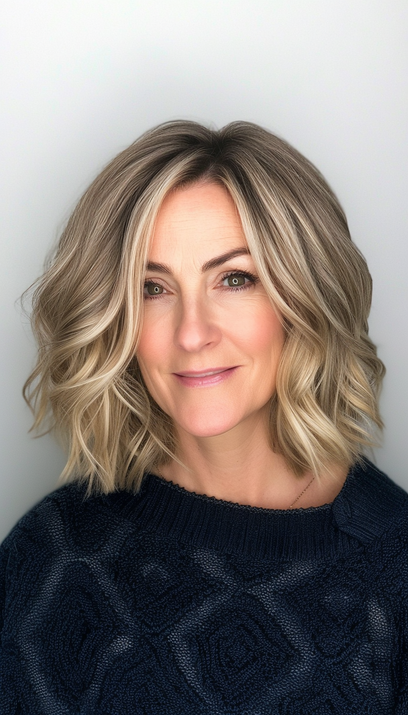 4. Wavy Bob in Dark Blonde (Bob Hairstyles For Older Women) - Bob Hairstyles For Older Women