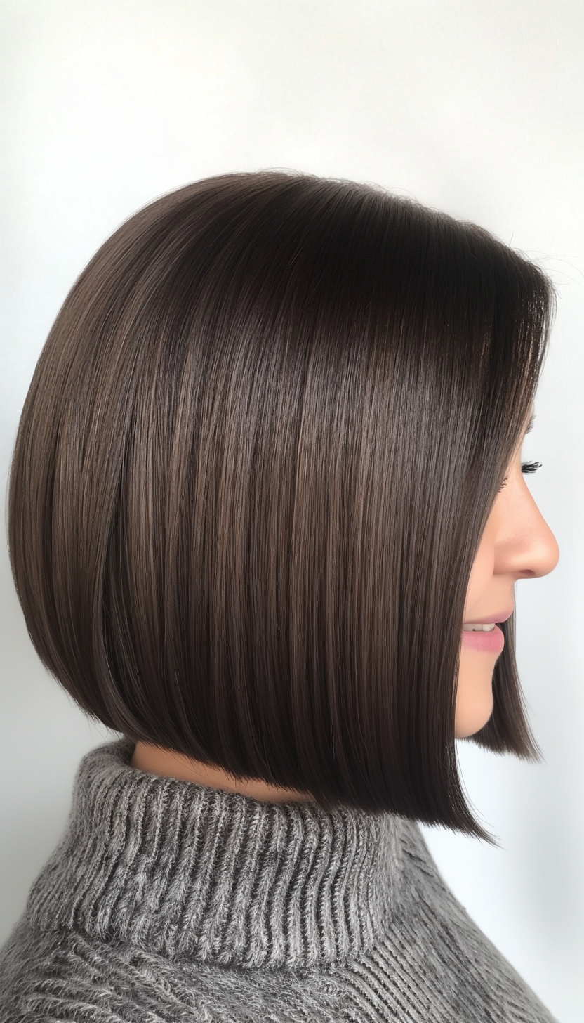 17. Blunt Bob in Rich Dark Brown (Bob Hairstyles For Older Women) - Bob Hairstyles For Older Women
