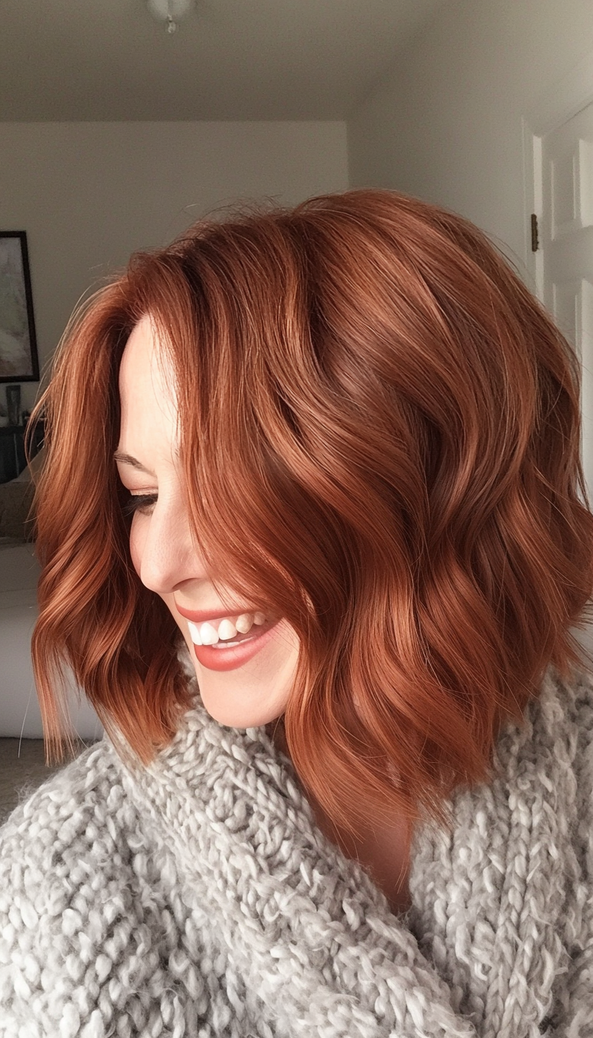 22. Choppy Bob in Medium Auburn (Bob Hairstyles For Older Women) - Bob Hairstyles For Older Women