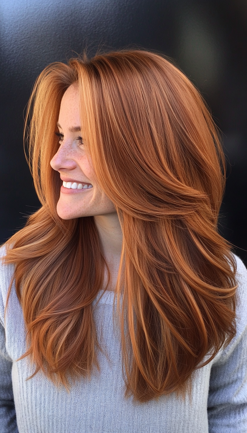 1. Feathered Layers in Warm Chestnut (Medium Layered Haircuts) - Medium Layered Haircuts