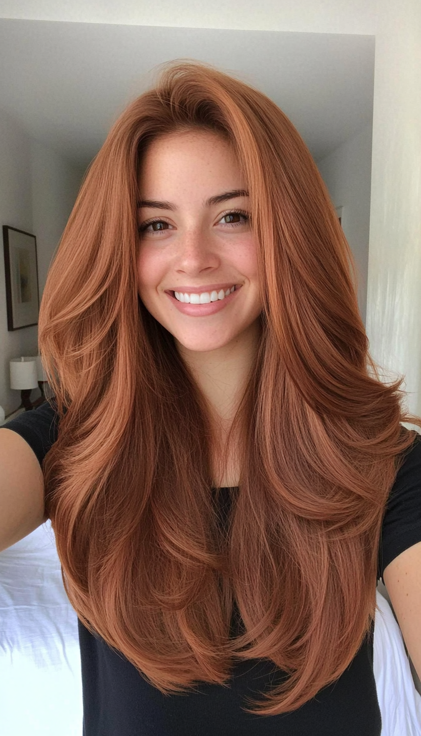 5. Long Curtain Layers in Soft Auburn (Medium Layered Haircuts) - Medium Layered Haircuts